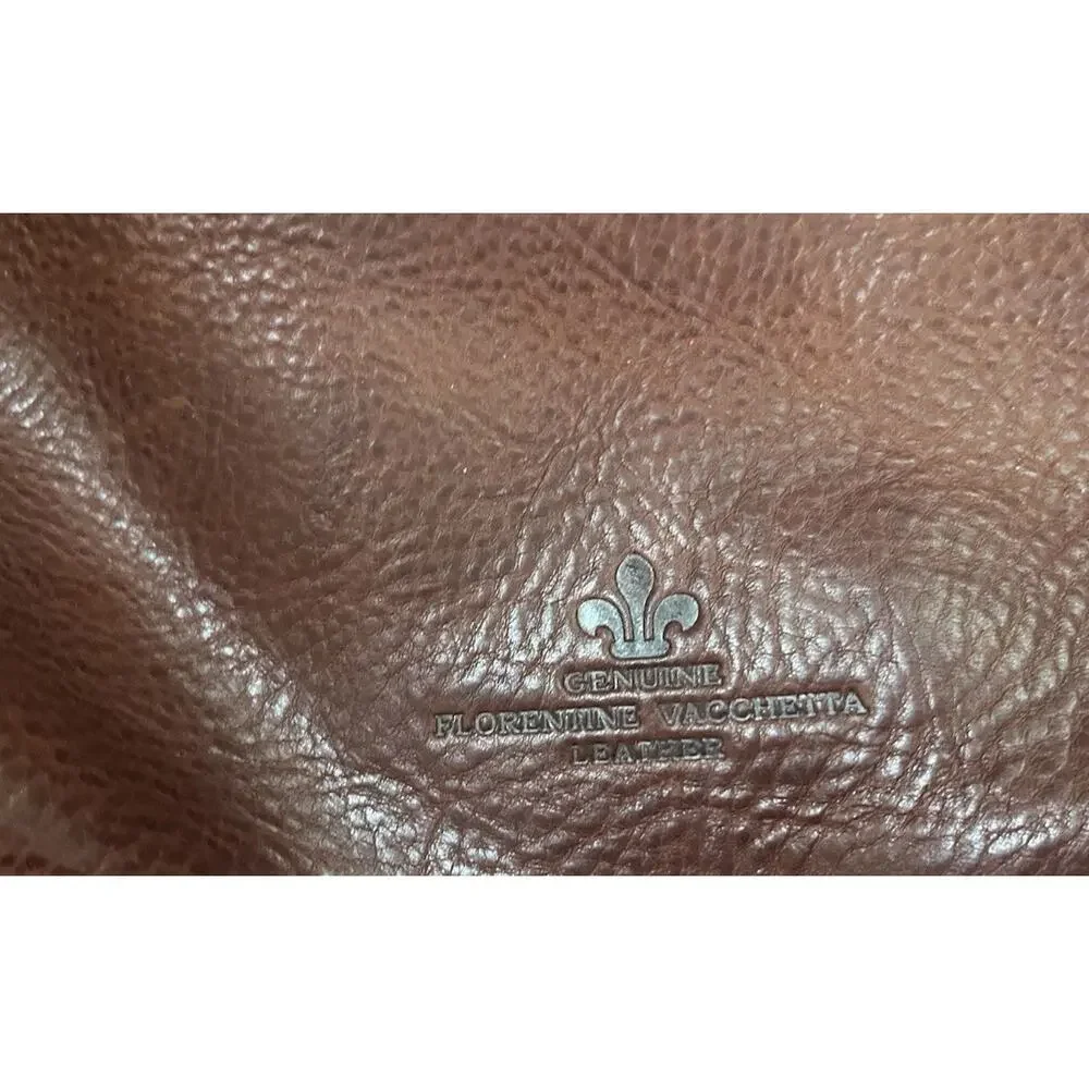 Dooney Bourke Florentine Vacchetta Leather Saddle Messenger Crossbody Bag Brown